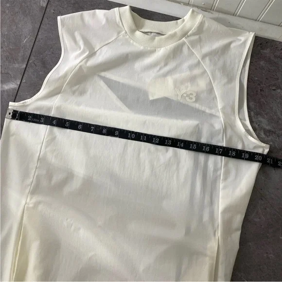 Y-3 X Adidas Sleeveless Maxi Dress Womens LARGE White Sporty Tonal Athletic RARE - Picture 12 of 16